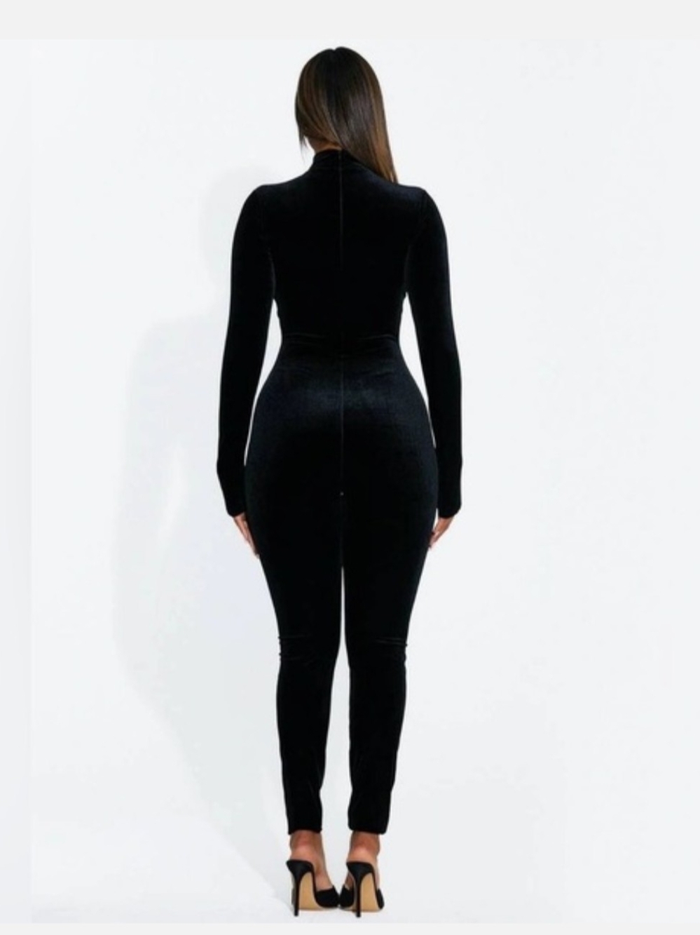 naked wardrobe Black Long-Sleeve Velvet Jumpsuit Size Small - Picture 4 of 5